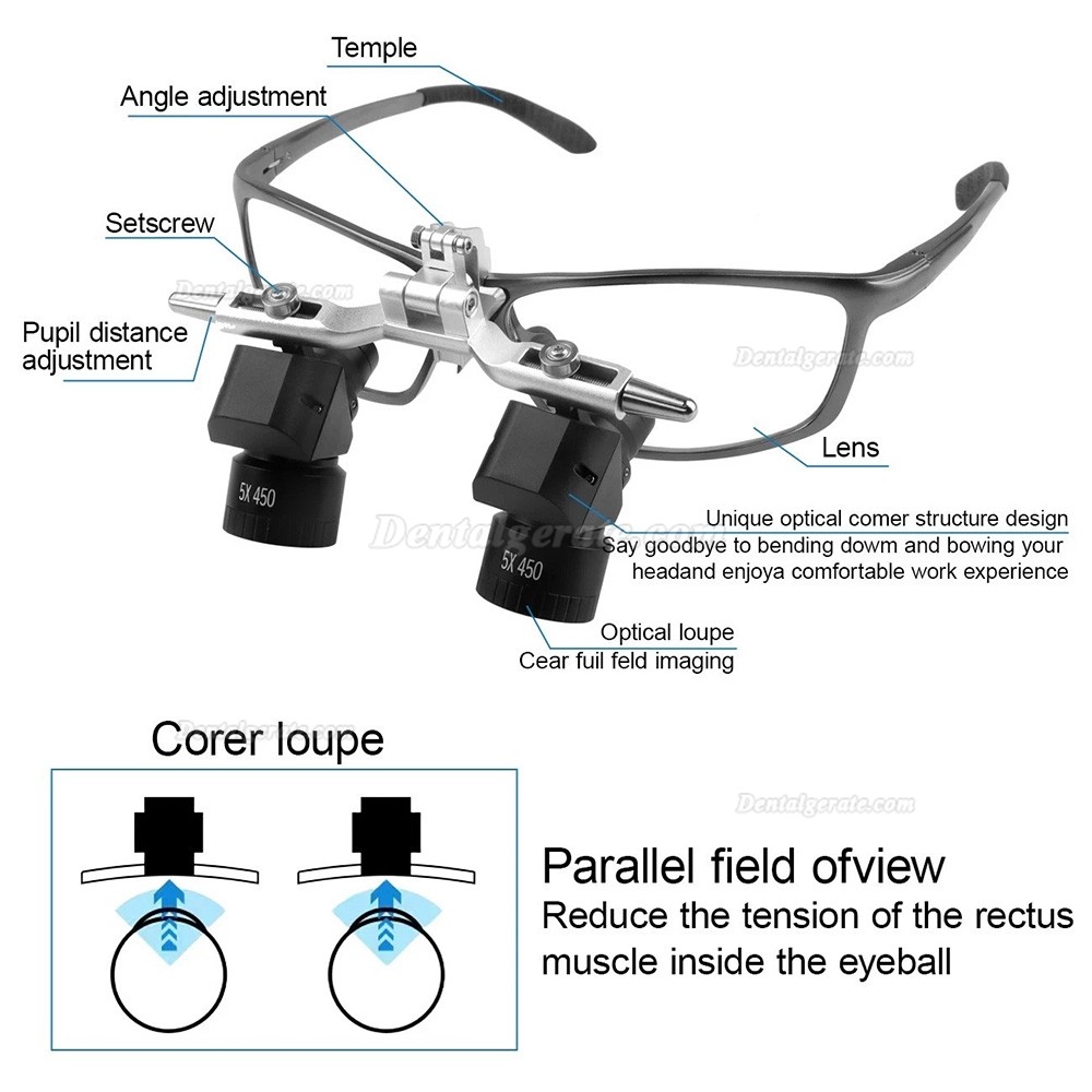 5.0X 48 &deg; Dental Ergonomic Lupenbrille mit 5W LED-Lupenbrille-Licht